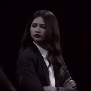🏐 Zendaya mujer, oscuro, abrigo, retrato telegram sticker