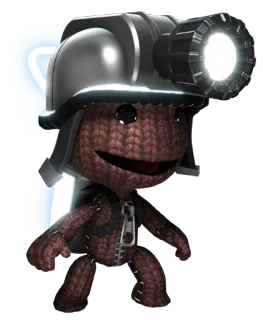 🍰 Sackboy LittleBigPlanet Sackboy, LittleBigPlanet, minero, casco, videojuego, personaje telegram sticker