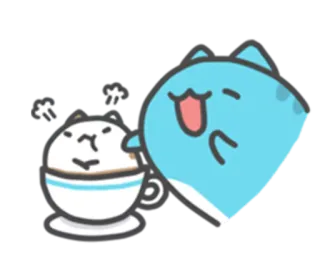 😤 고양이, 커피, 귀여운, 카와이, 스티커, 동물, 음료, 행복한 telegram sticker