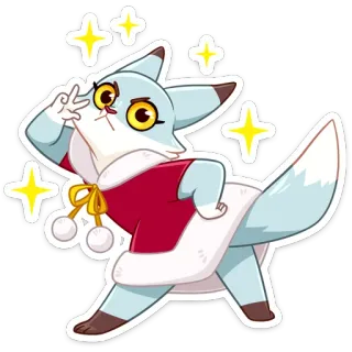 ✌️ raposa, desenho animado, animal, adesivo, fofo, peludo, arte digital telegram sticker