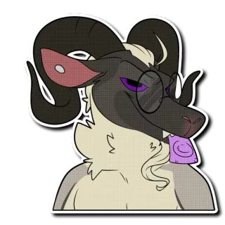 😏 ram, animal, glasses, sticker, cartoon, furry, cute telegram sticker