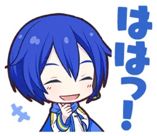 ☺️ ははっ Anime, Manga, Chibi, Vocaloid, Cheveux bleus, Mignon, Rire whatsapp sticker