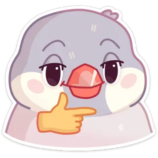 🤔 vogel, sticker, schattig, wijzend, smirkt, kawaii telegram sticker