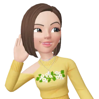 👂 Cartoon, Avatar, Frau, Gelb, Blumen telegram sticker