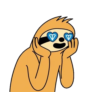 😍 leniwiec, słodki, kreskówka, zwierzę, diamentowe oczy, miłość, szczęśliwy whatsapp sticker