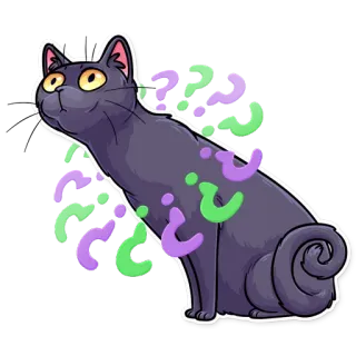 😯 kucing, tanda tanya, bingung, ketidakpastian, hewan peliharaan telegram sticker