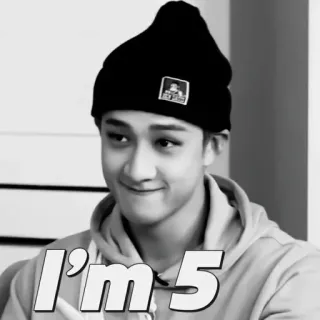👣 I'm 5 personne, portrait, sweat à capuche, chapeau, noir et blanc telegram sticker