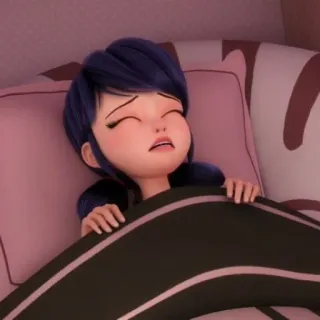 😴 Marinette marinette, miraculous ladybug, kartun, sedih, gadis, tempat tidur, mengantuk whatsapp sticker