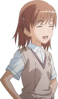 😄 Misaka Mikoto A Certain Scientific Railgun อนิเมะ, ผู้หญิง, ยิ้ม, ตัวละคร telegram sticker