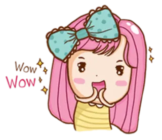 😻 Wow Wow Cartoon, Mädchen, Wow, Süß, Animiert telegram sticker
