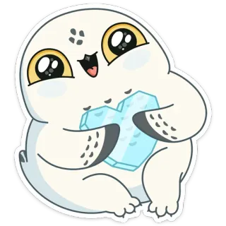 💙 coruja, fofo, coração, desenho animado, animal, coruja-das-neves telegram sticker