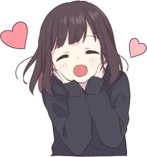 ❤️ garota anime, fofa, feliz, kawaii, amor, corações telegram sticker