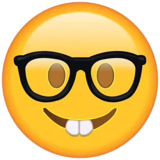 🤓 Эмодзи, Ботан, Очки, Лицо, Гик, Счастливый, Улыбка, Желтый telegram sticker