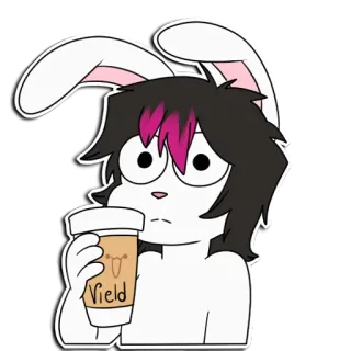 ☕️ null Vield rabbit, bunny, coffee, drinking, anthropomorphic, cute, cartoon telegram sticker