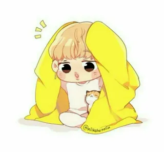 🍭 @miikahetalia süß, kawaii, Anime, Chibi, Decke, Cartoon, Katze telegram sticker