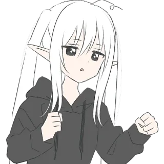 👊 Anime, Elfo, Carina, Ragazza, Capelli Bianchi, Cartone Animato telegram sticker