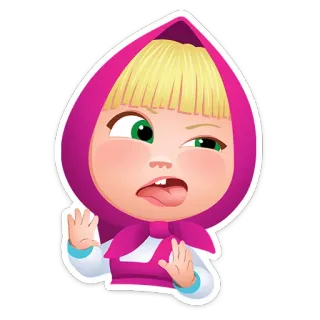⭐ Masha Masha and the Bear cartoon, character, animation, masha and the bear, funny face, pink, blond, sticker telegram sticker