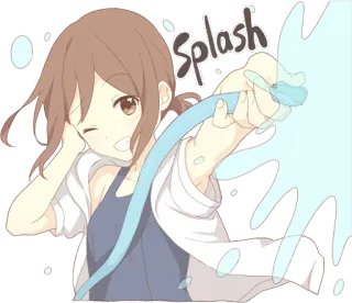 😏 Splash anime, girl, splash, water pistol, cute, kawaii telegram sticker