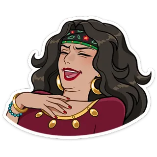 🤣 woman, laughter, joy, cartoon, gypsy, happy, cheerful telegram sticker