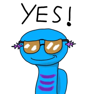 😎 YES! Kartun, Kacamata, Ya, Biru telegram sticker