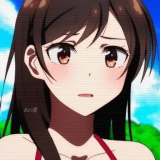 🖤 Rei瞕 anime girl, brown hair, red bikini, cute, cartoon, manga telegram sticker