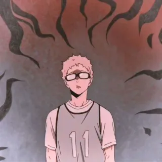 🍤 Tsukishima Kei Haikyuu!! Anime, Tsukishima Kei, Haikyuu!!, Karakter, Olahraga, Bola voli, Manga telegram sticker
