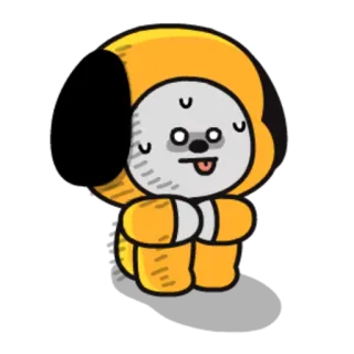 😰 Chimmy cartoon, yellow, BT21, Chimmy, dog, character whatsapp sticker