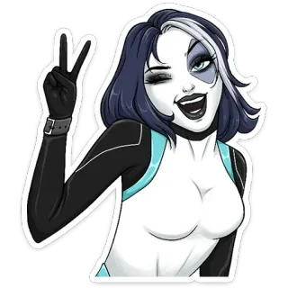 ✌️ Domino Domino, Marvel, Personaje de cómic, Mutante, Mujer, Superhéroe, Símbolo de la paz whatsapp sticker