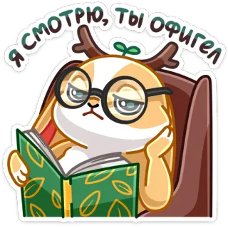 🤓 Я смотрю, ты офигел animal, leyendo, gafas, expresión, dibujos animados telegram sticker