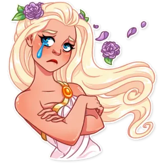 😢 sticker, mujer, llorando, triste, personaje, ilustración, dibujos animados whatsapp sticker