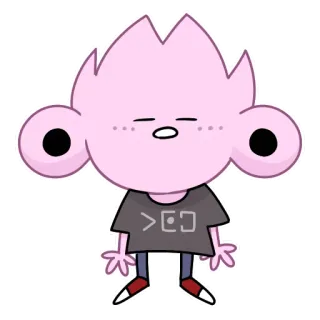 😐 cartoon, character, pink, cute, stylized telegram sticker