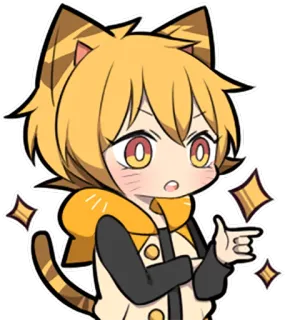 🤙 애니메이션, 고양이 소녀, 카와이, 스티커, 만화, 가리키는 telegram sticker