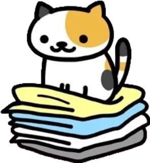 🐱 cat, stack, towels, cute, calico, cartoon telegram sticker