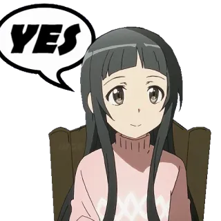 👍 Suguha Kirigaya Sword Art Online YES anime, girl, suguha kirigaya, sword art online, yes, cartoon telegram sticker