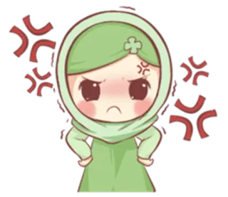 😠 zły, sfrustrowany, hidżab, muzułmanin, islam, kreskówka, emoji telegram sticker