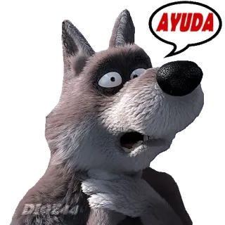 🆘 AYUDA lobo, dibujos animados, animal, desgastado, ayuda telegram sticker