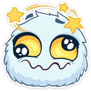 🥴 可爱, 毛茸茸, 卡通, 星星, 晕 telegram sticker
