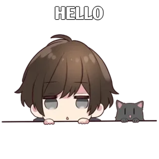 ✨ HELLO ciao, anime, gatto, kawaii, saluto whatsapp sticker