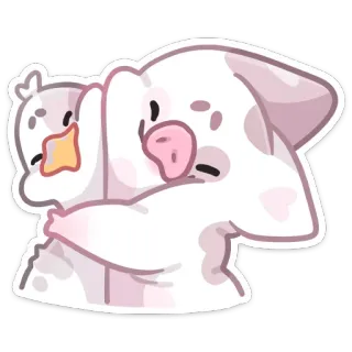 🤗 오리, 돼지, 동물, 포옹, 귀여운, 만화, 우정 whatsapp sticker