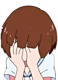 🤭 애니메이션, 만화, 울음, 슬픔, 감정적, 얼굴 감싸기, 얼굴 가리기 telegram sticker