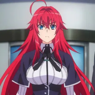 🩸 Rias Gremory High School DxD Animé, Dessin animé, Rias Gremory, High School DxD, cheveux rouges, femme whatsapp sticker