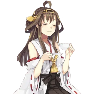 😌 anime, girl, tea, smiling, kawaii, cute telegram sticker