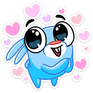 😍 cartoon, konijn, dier, schattig, kawaii, harten telegram sticker