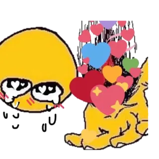 💞 emoji, corações, amor, fofo, amarelo telegram sticker