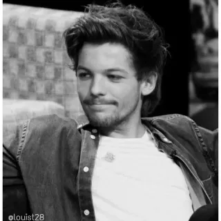 😐 Louis Tomlinson louist28 celebridade, cantor, homem, retrato, preto e branco telegram sticker