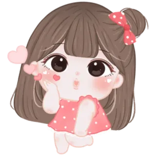 🎀 cartoon, girl, hearts, cute, love, sticker telegram sticker