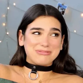 🥴 женщина, портрет, чокер, ожерелье, брюнетка, выражение telegram sticker