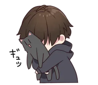 🙈 ギュッ anime, cat, hug, kawaii, cute telegram sticker