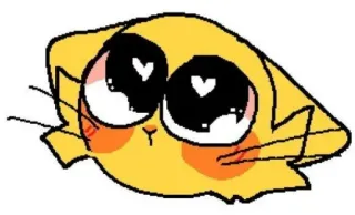 🥺 gatto, carino, giallo, cartone animato, occhi a cuore telegram sticker