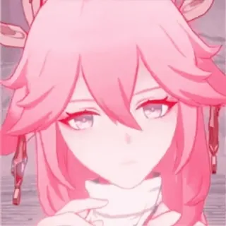 😔 Yae Miko Genshin Impact Anime, Spel, Genshin Impact, Yae Miko, Roze Haar, Videogame telegram sticker